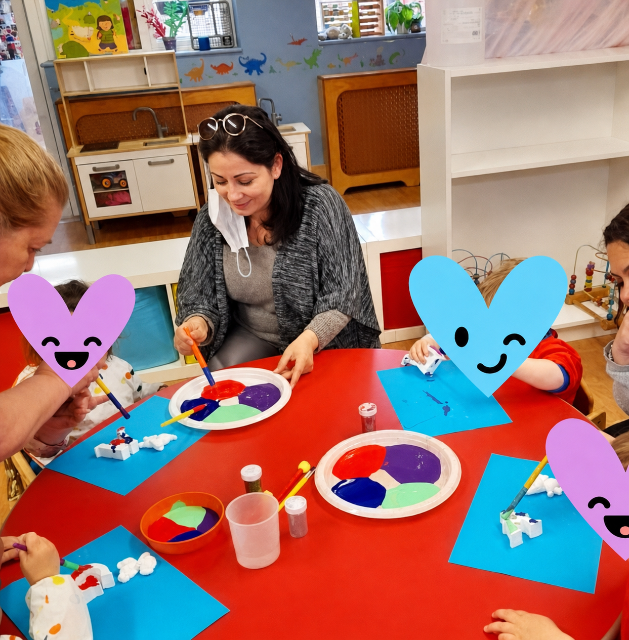 A colourful group craft activity